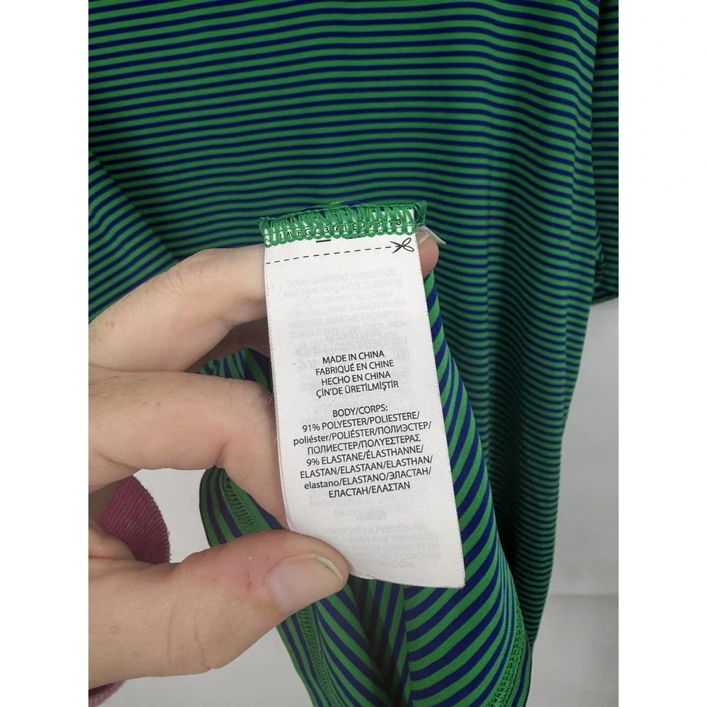RLX Ralph Lauren Green Striped Short Sleeve Polo Shirt Men XL Golf Pickleball